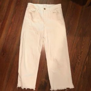 LOFT, Size 6,28, Wide Leg Cropped Jeans-White